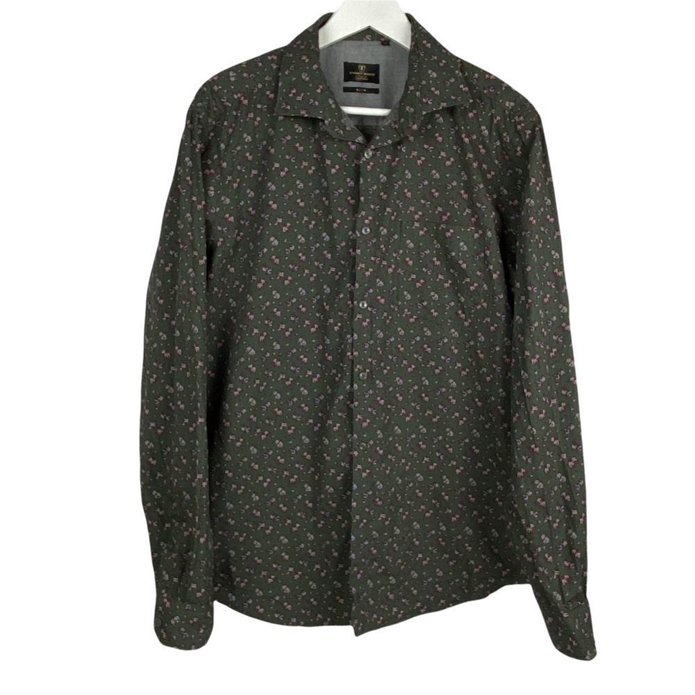 Knighthood Jubilee Green Print Shirt size 42 Slim
